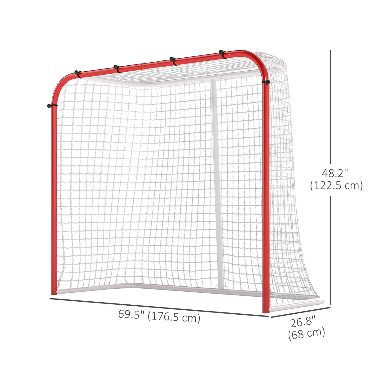 Filet de hockey d'entraînement extérieur en acier 176,5 x 68 x 122,5 cm