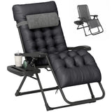 Chaise longue pliante rembourrée avec porte-gobelet