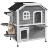 Maison pour chat extérieure 2 étages avec toit ouvrant