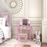 Coiffeuse enfant avec tabouret et miroirs pliants