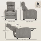 Fauteuil inclinable manuel en velours côtelé