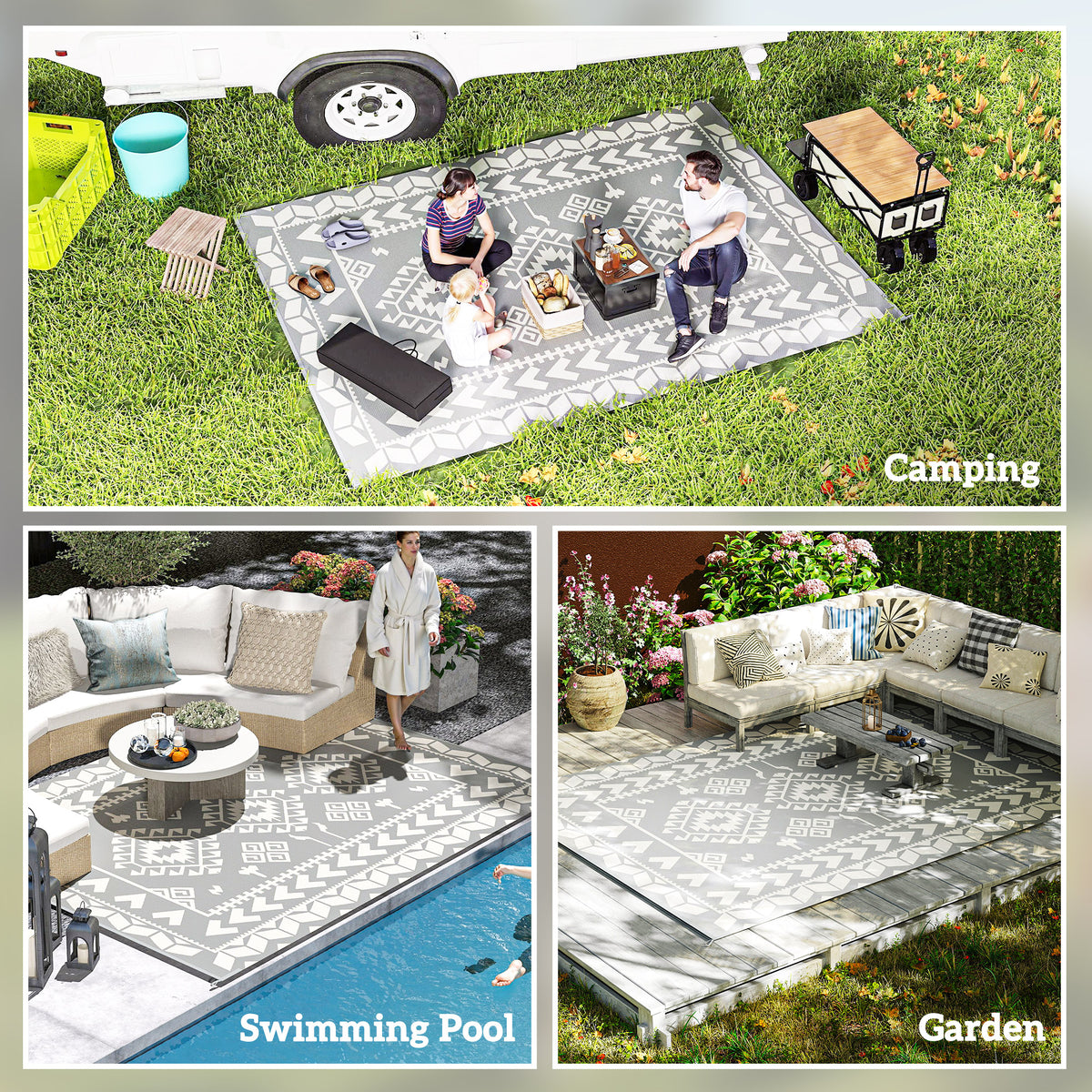 Tapis extérieur réversible 9' x 12' — gris