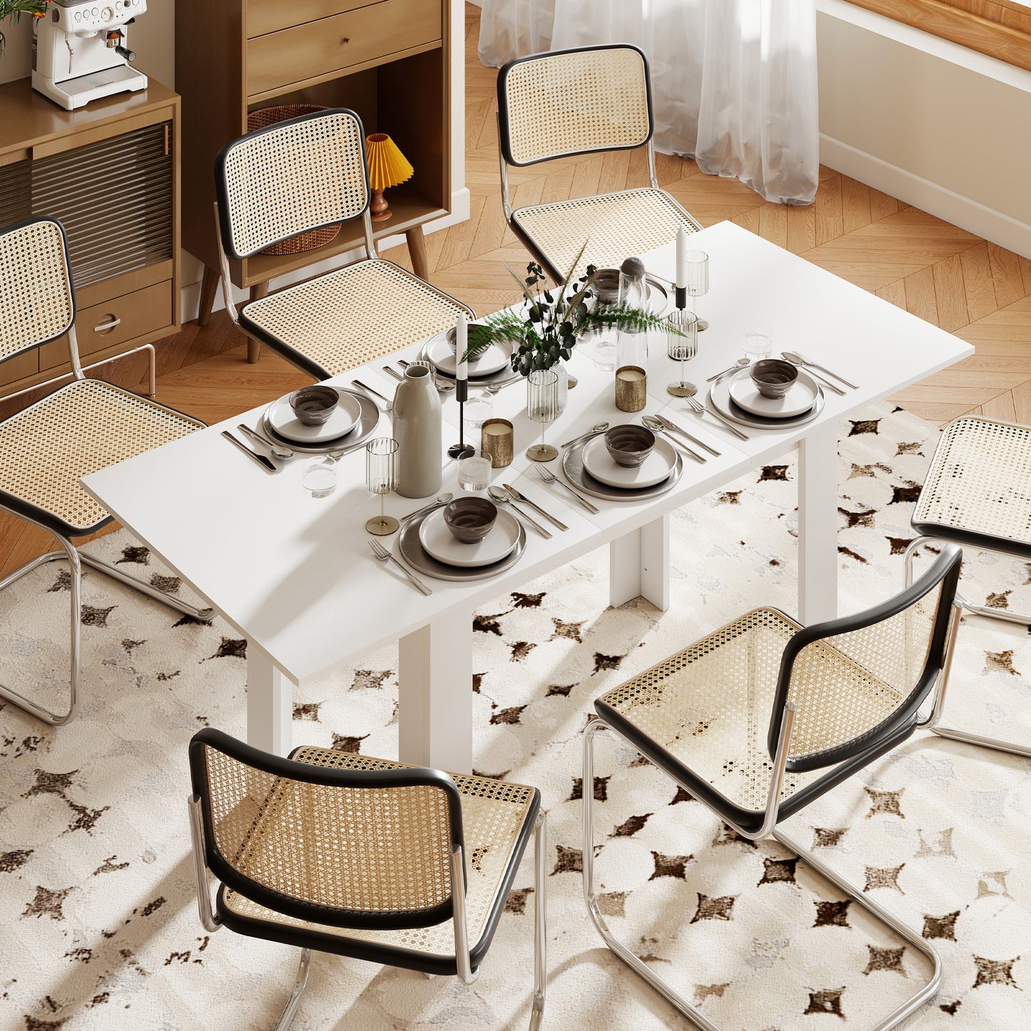 Table à manger extensible moderne pour 6 à 8 personnes