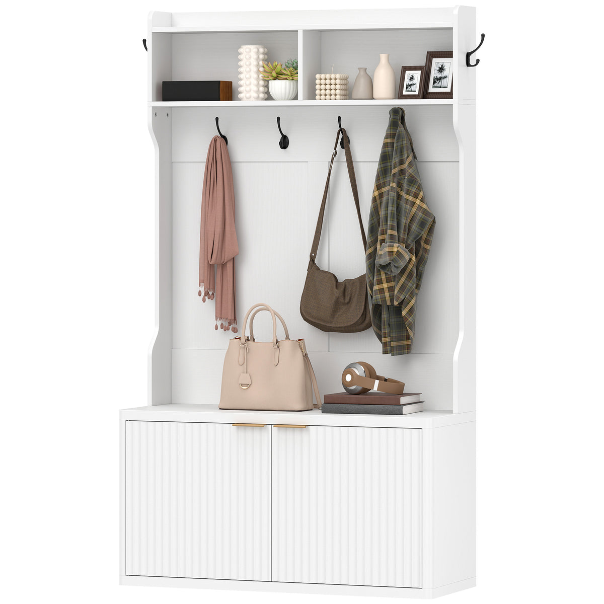 Meuble d'entrée 4-en-1 avec banc à chaussures