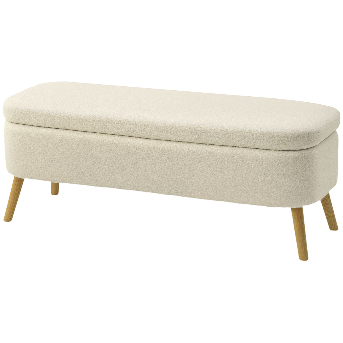 Banc de rangement en bouclette rembourré 120 cm
