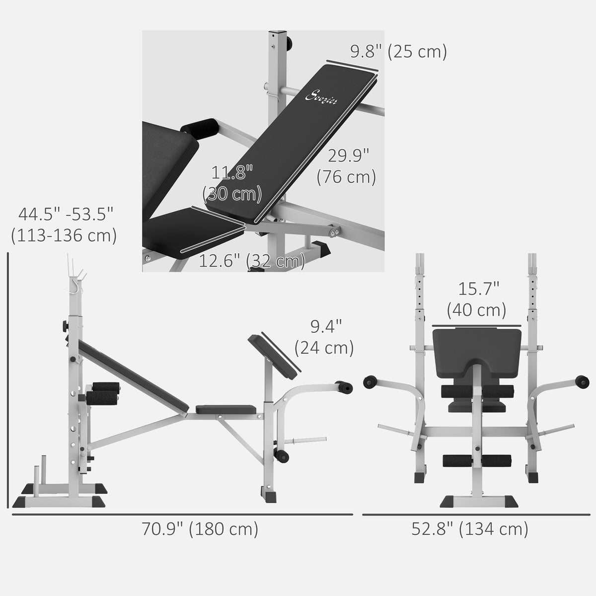 Banc de musculation réglable avec support de squat