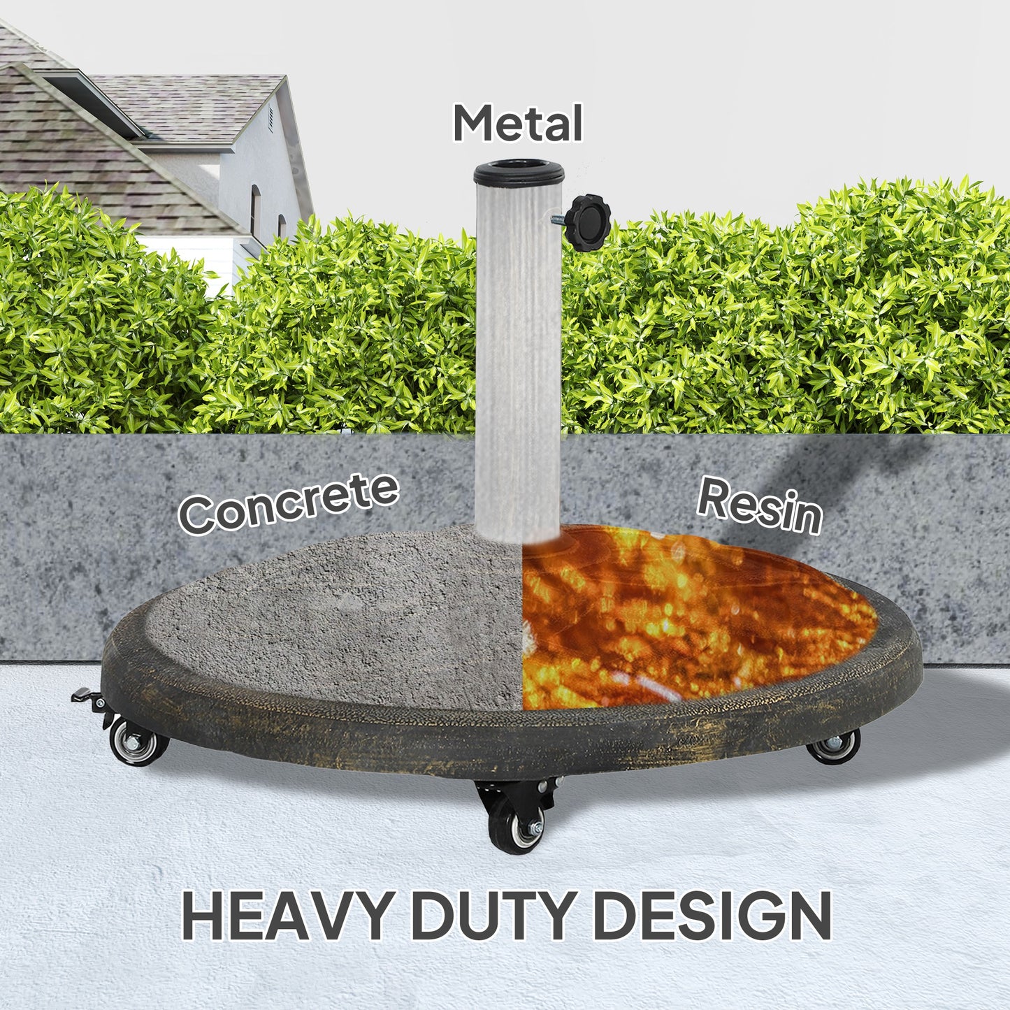 Socle de parasol rond avec roulettes 20 kg