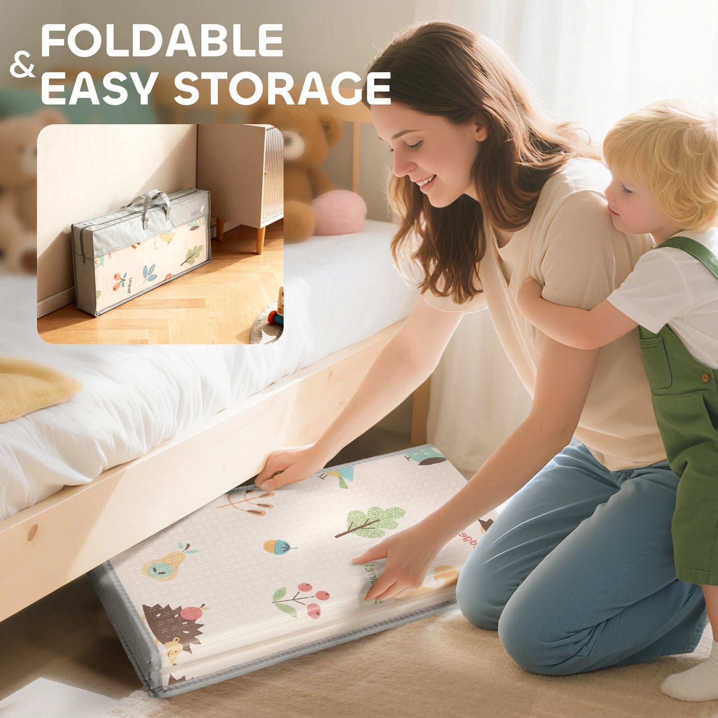 Tapis de jeu bébé double face pliable en mousse XPE
