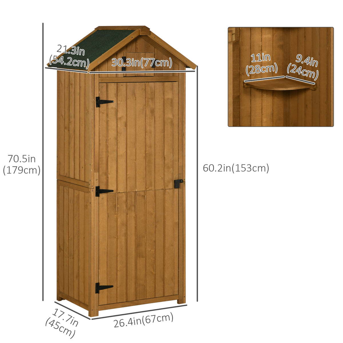 Cabanon de rangement 30" x 21" x 71" avec 3 tablettes