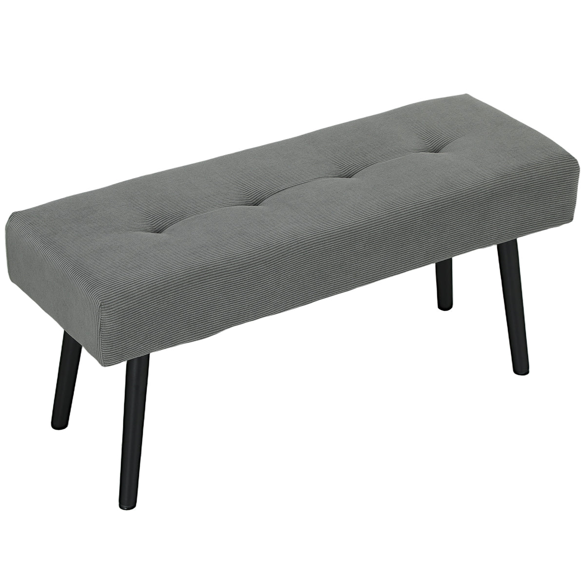 Banc capitonné en velours côtelé pieds en acier