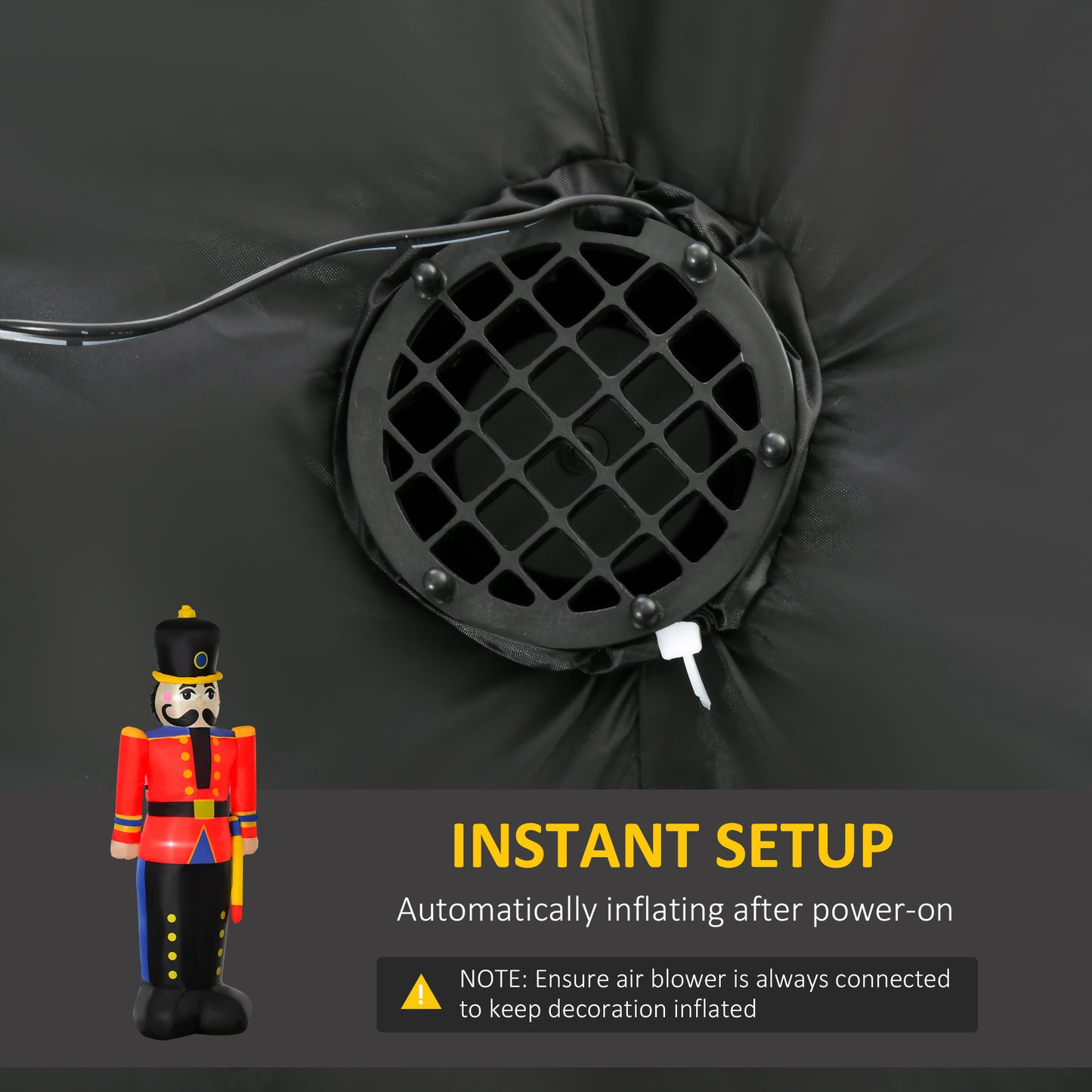 Soldat casse-noisette gonflable de Noël 244 cm avec DEL