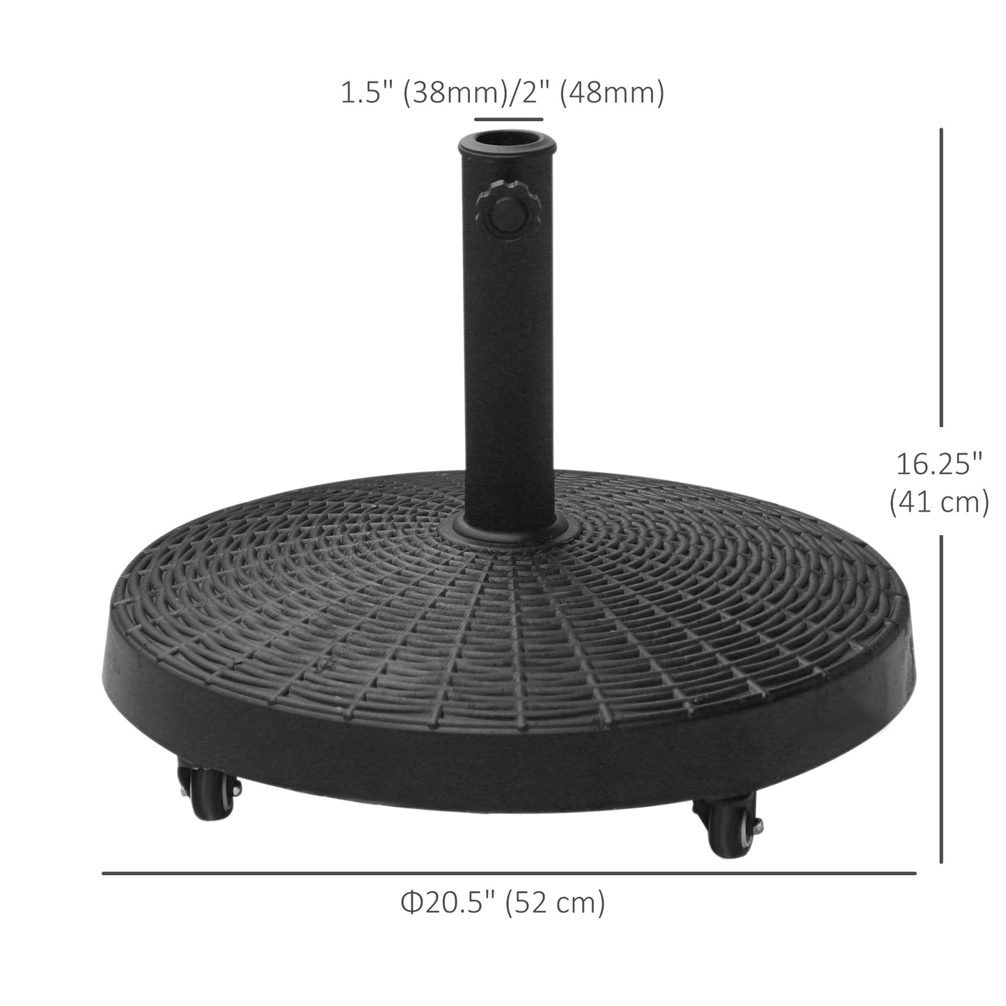 Base de parasol ronde 52 cm avec roues