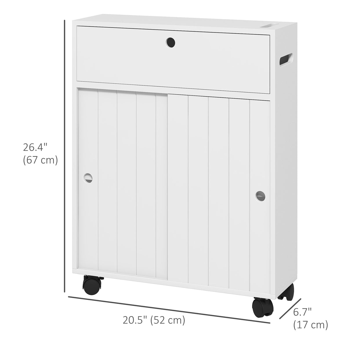 Meuble de rangement pour salle de bains mince sur roulettes