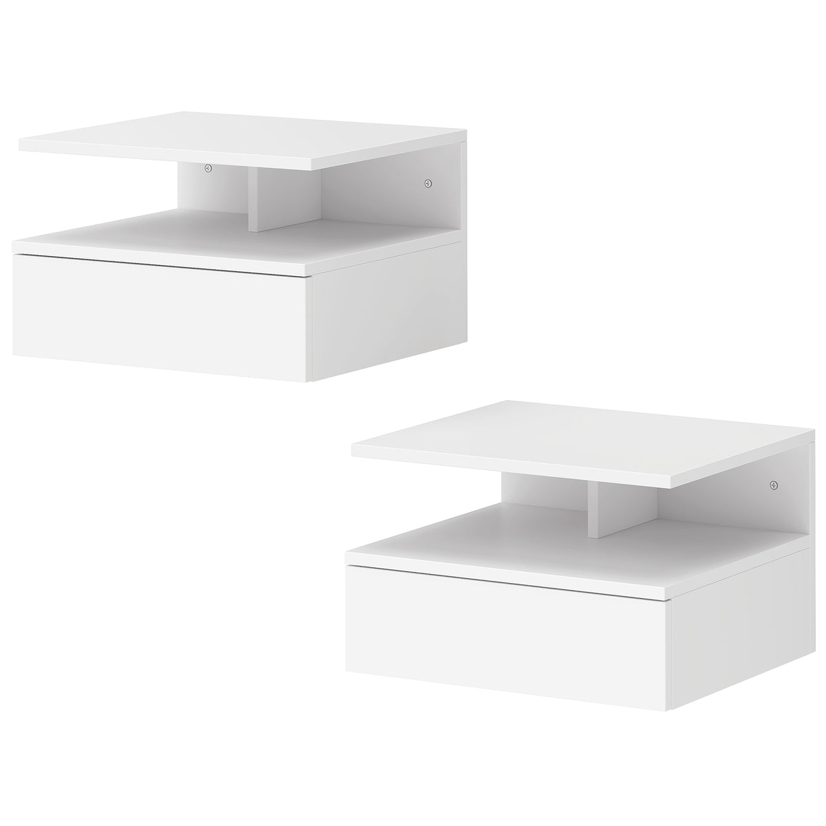 Tables de chevet flottantes murales avec tiroir — lot de 2