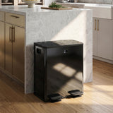 Poubelle double inox à pédale fermeture douce