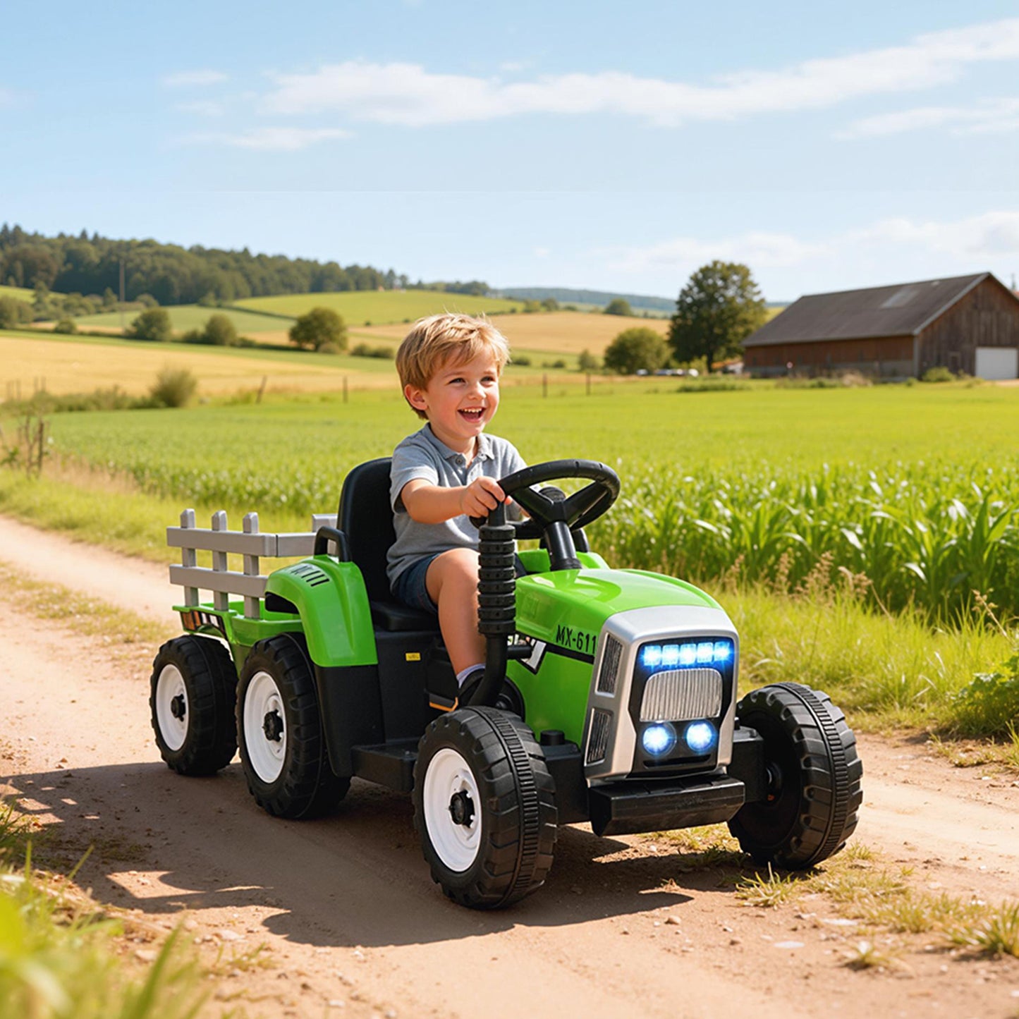 Tracteur électrique 12V pour enfants avec remorque