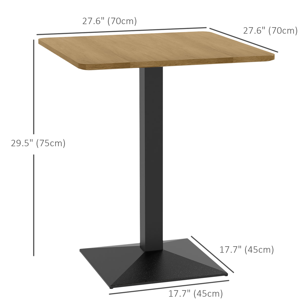 Table à manger carrée 28 po base acier