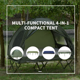 Ensemble camping tente-lit surélevé 2 personnes avec matelas