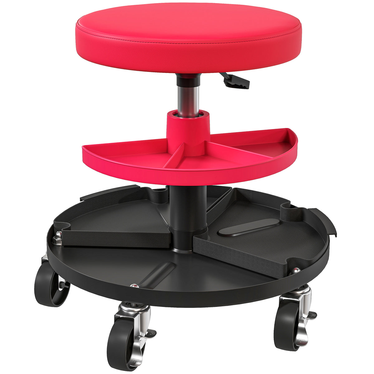 Tabouret de garage roulant à hauteur réglable avec plateaux