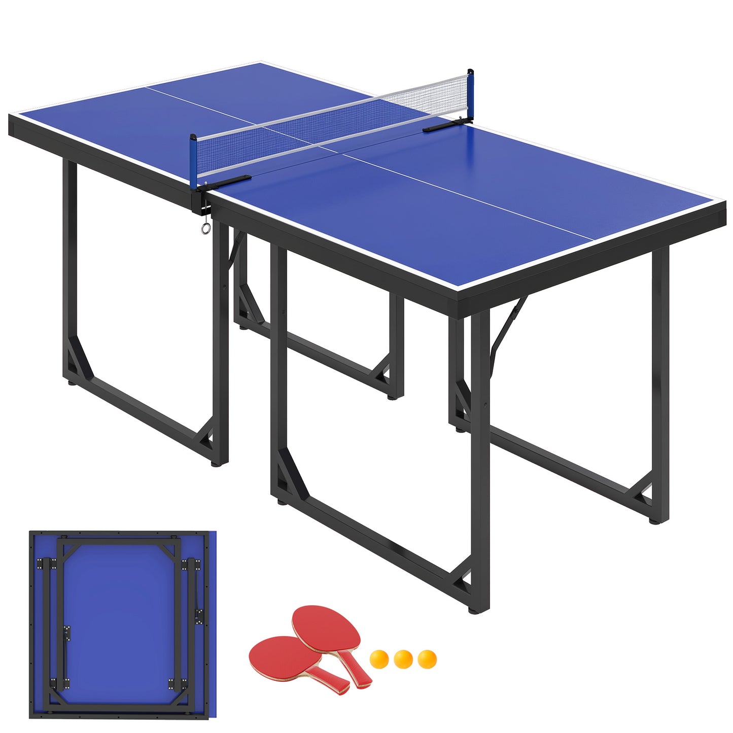 Table de ping-pong pliante compacte multiusage 6x3pi