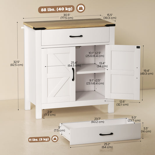 Buffet de Cuisine Style Campagnard Aosom avec Tiroir et Étagère