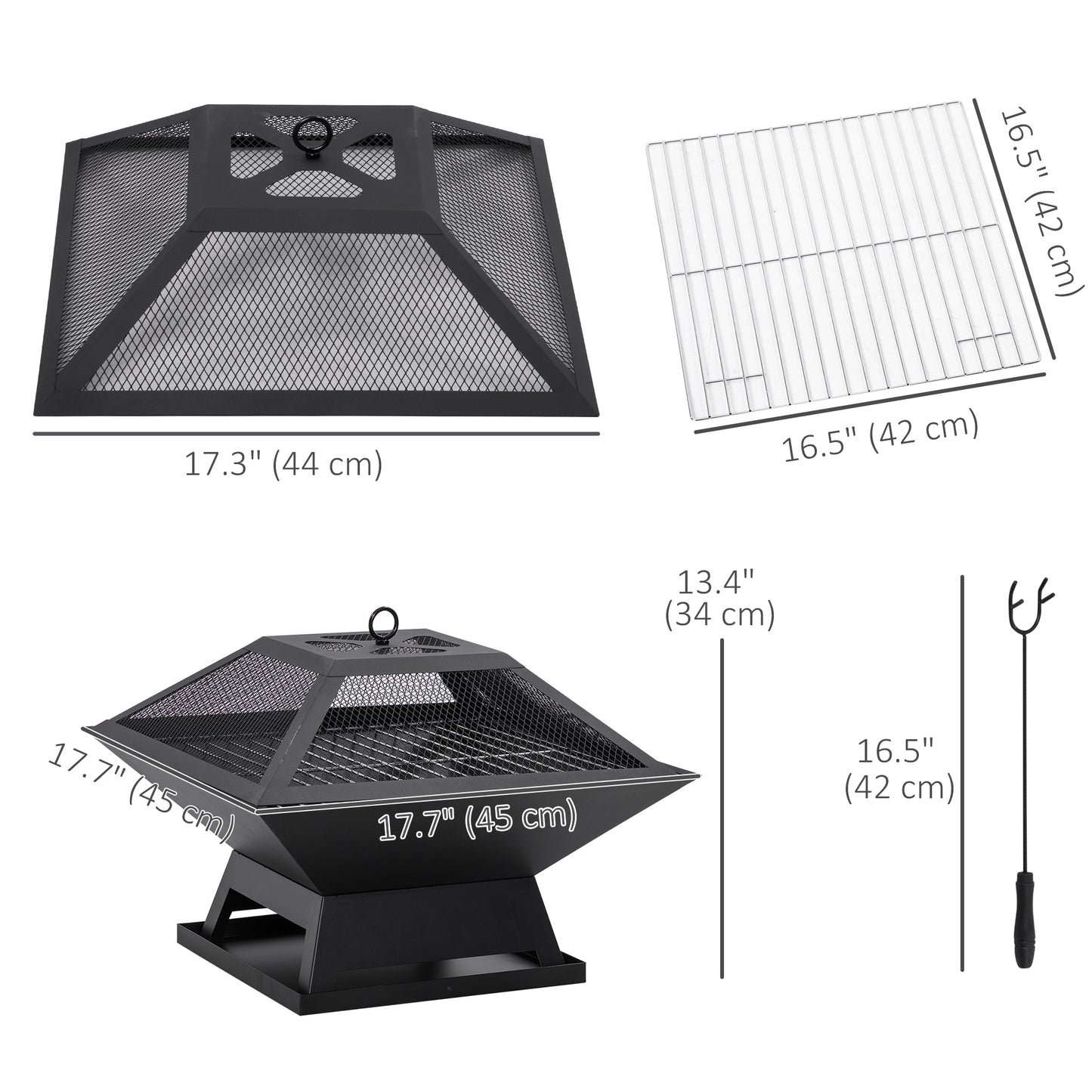 Foyer extérieur portable 2-en-1 avec grille BBQ