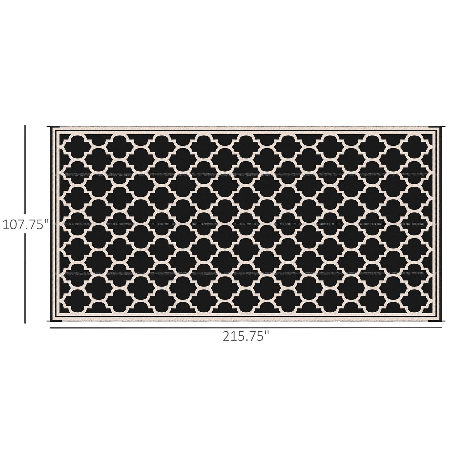Tapis extérieur réversible 274 x 549 cm — noir