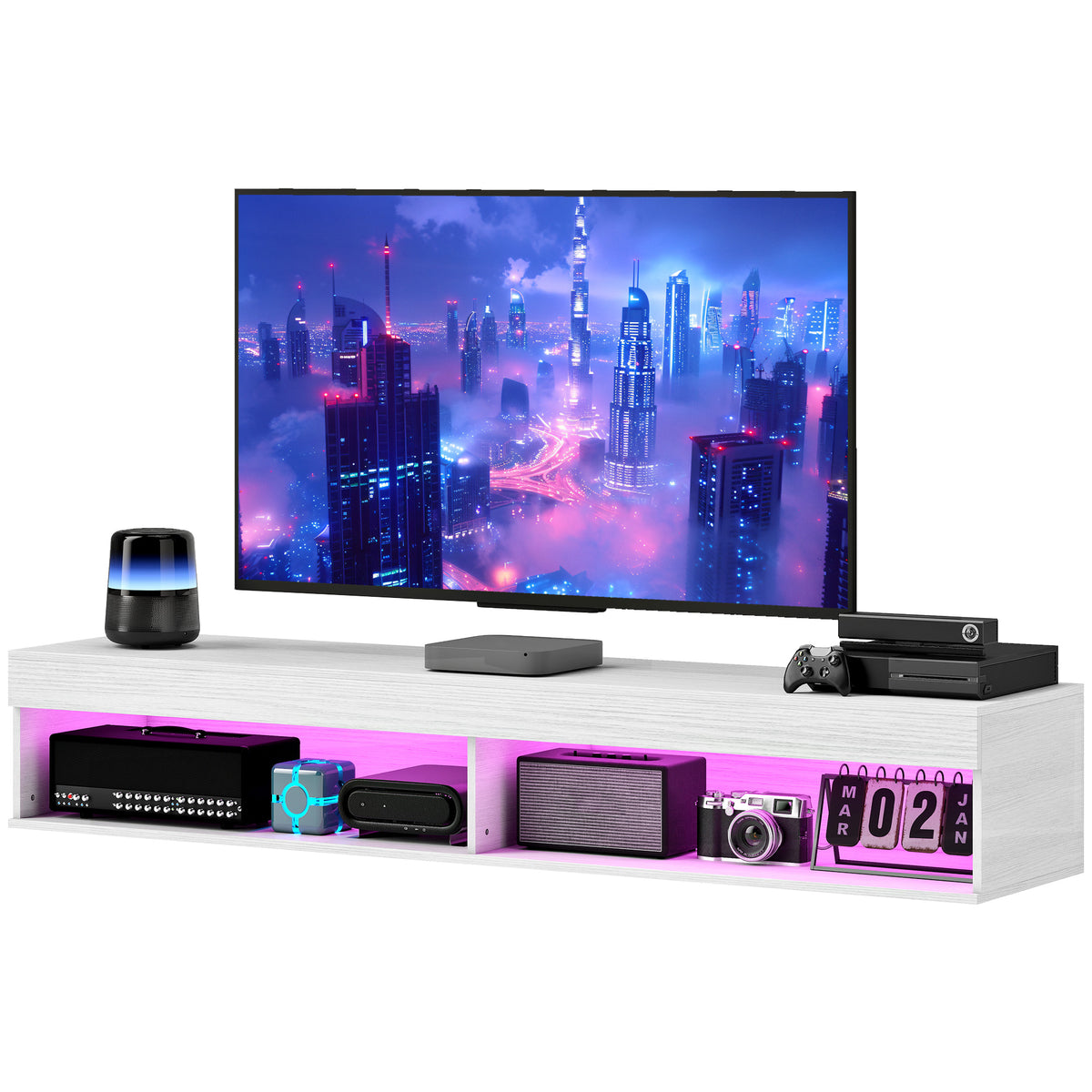 Meuble TV mural flottant avec lumières LED