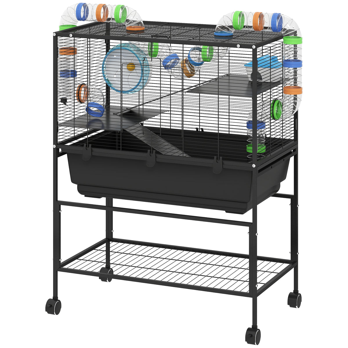 Cage pour hamster roulante à 3 niveaux
