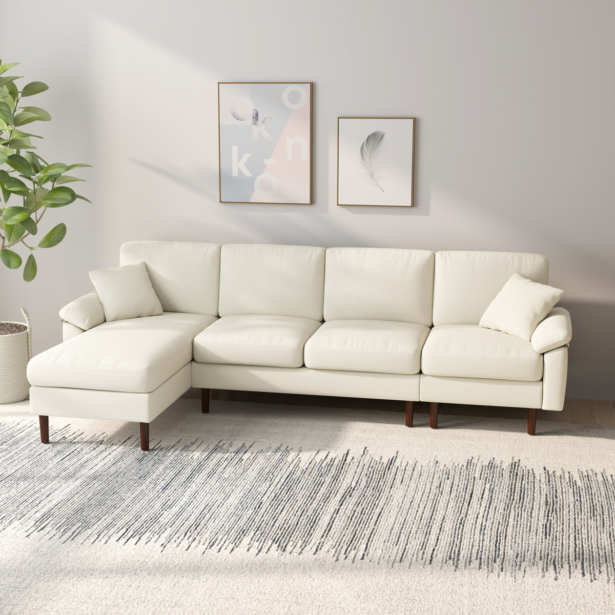 Sofa sectionnel en L avec chaise longue interchangeable