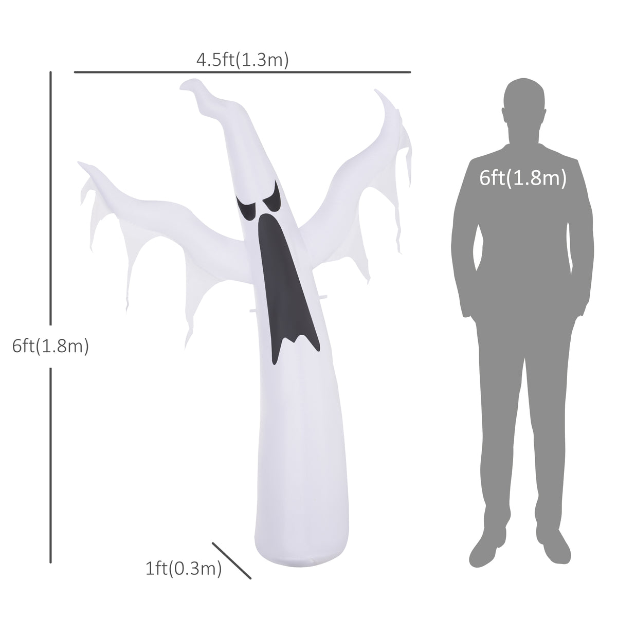 Fantôme gonflable Halloween 6pi LED blanc