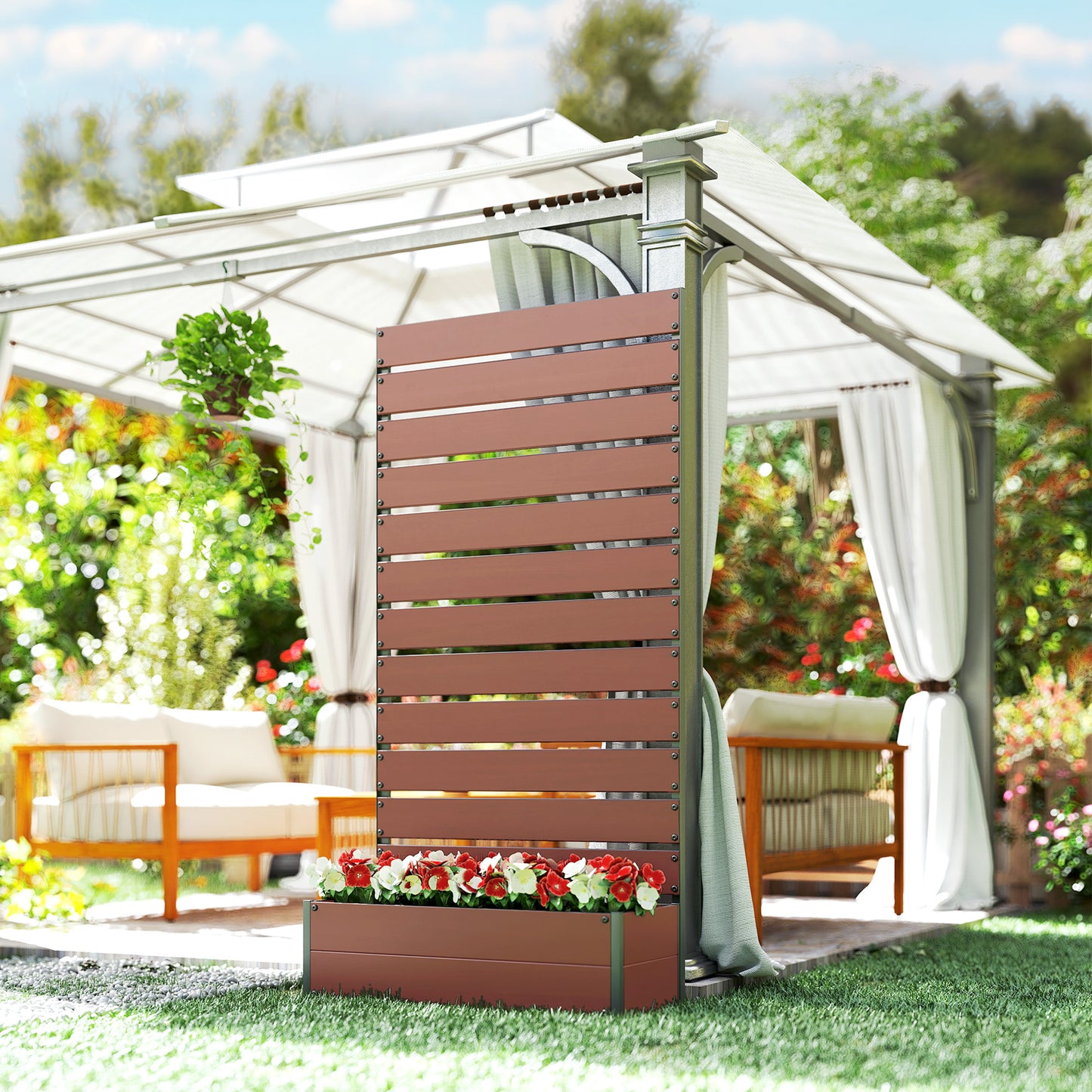 Jardinière surélevée avec treillis pour plantes grimpantes