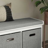 Banc de rangement pour chaussures avec coussin et tiroirs