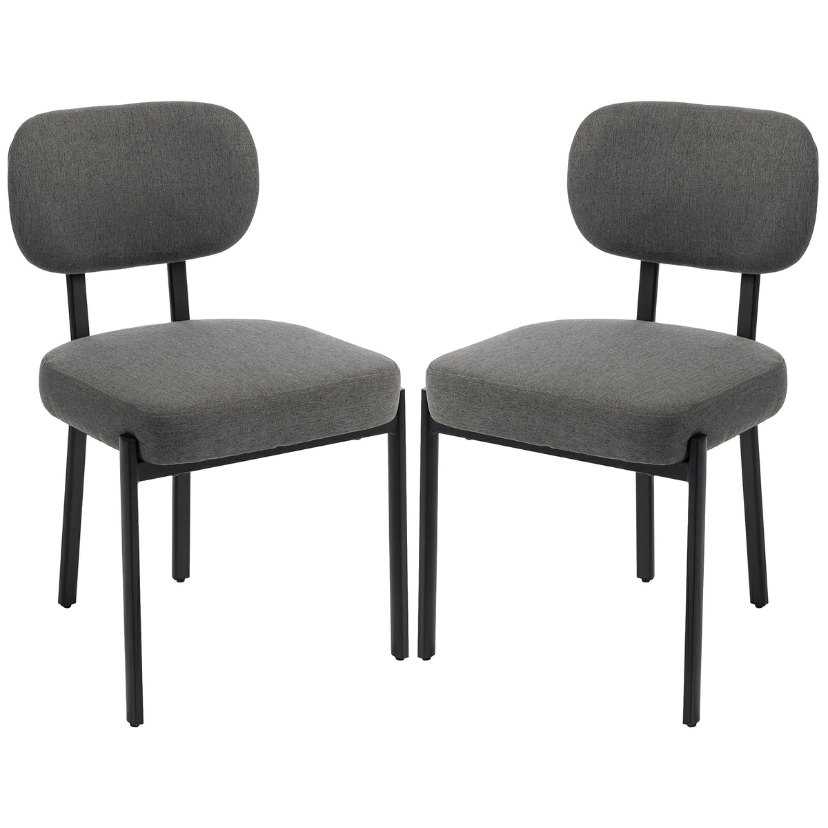 Chaises de cuisine rembourrées lin, ensemble de 2