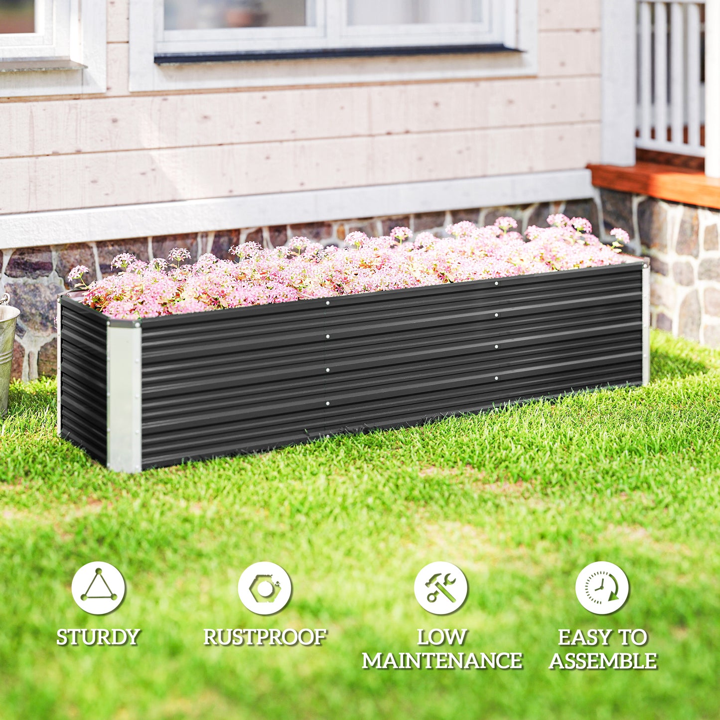 Jardinière surélevée en acier galvanisé 3 sections