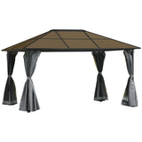 Gazebo aluminium toit rigide avec rideaux et moustiquaires