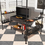 Gazebo BBQ double toit avec tablettes et crochets