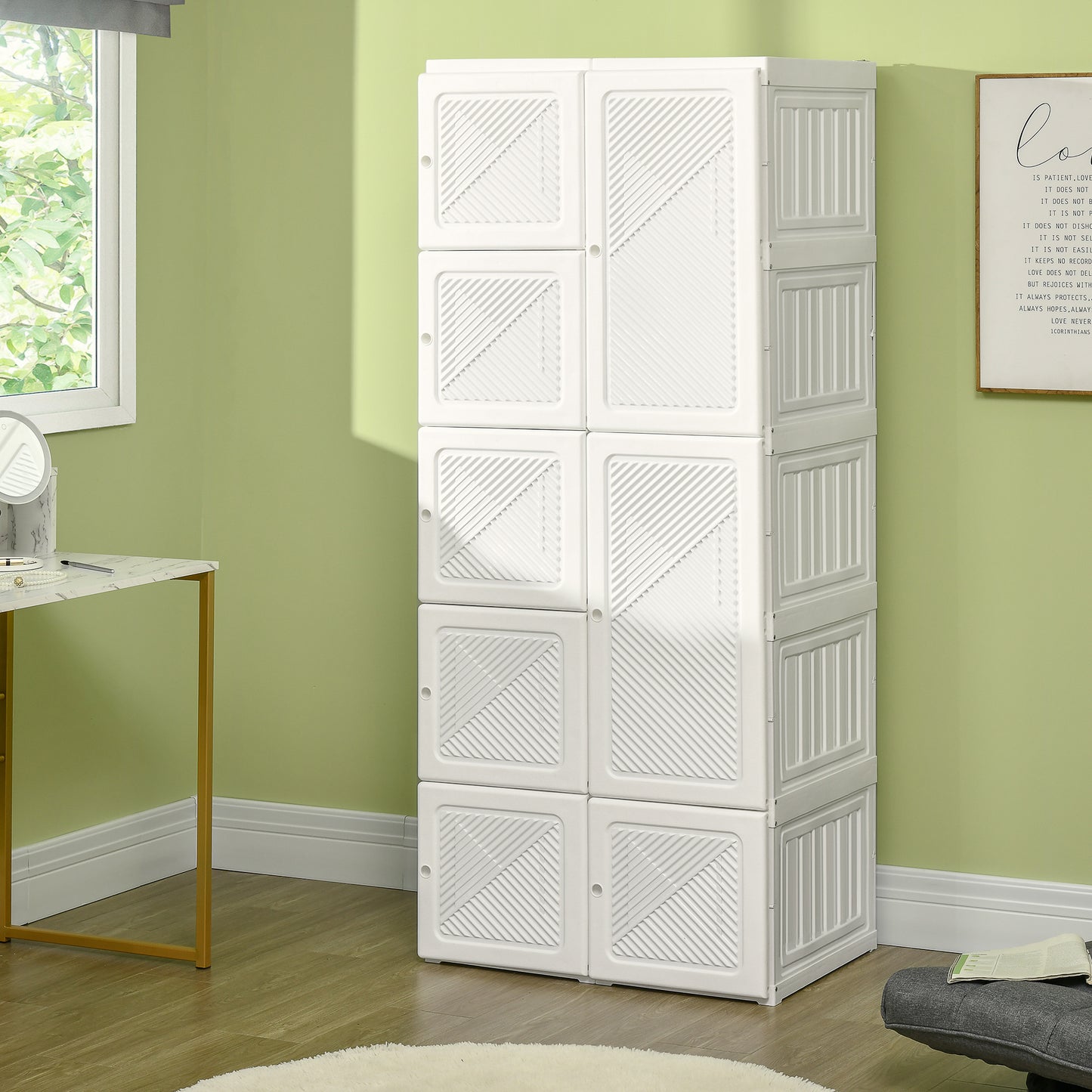 Penderie pliable modulaire avec rangements cubes et tringles