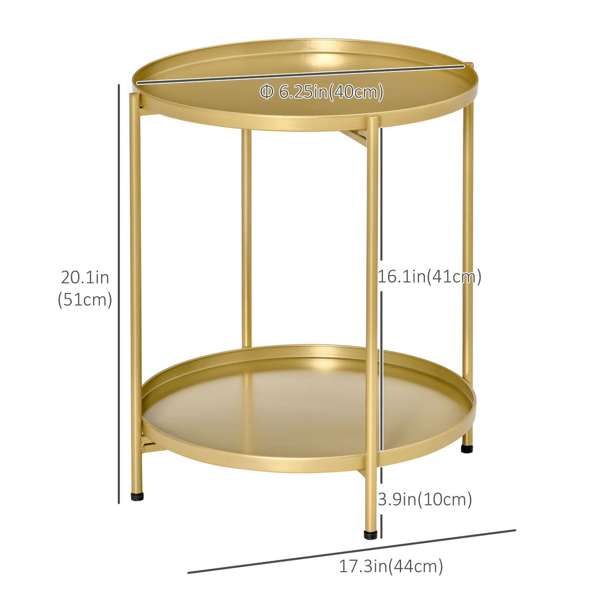 Table d'appoint ronde à deux plateaux amovibles