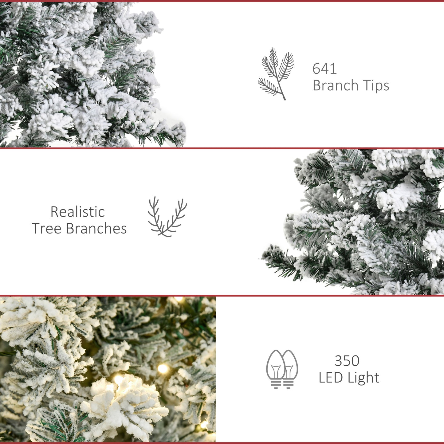 Sapin de Noël artificiel mince enneigé avec lumières DEL