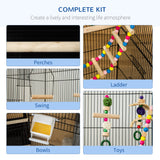 Cage à oiseaux spacieuse avec jouets et accessoires