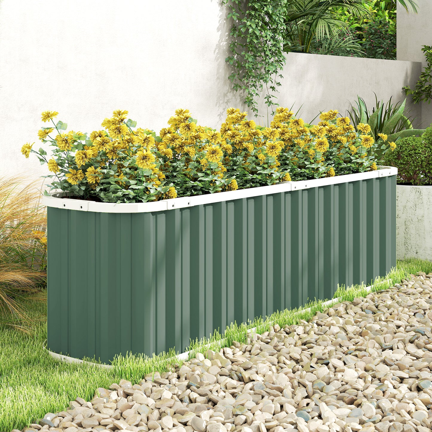 Outsunny 61cm Deep Raised Garden Bed - 220cm Galvanized Steel
