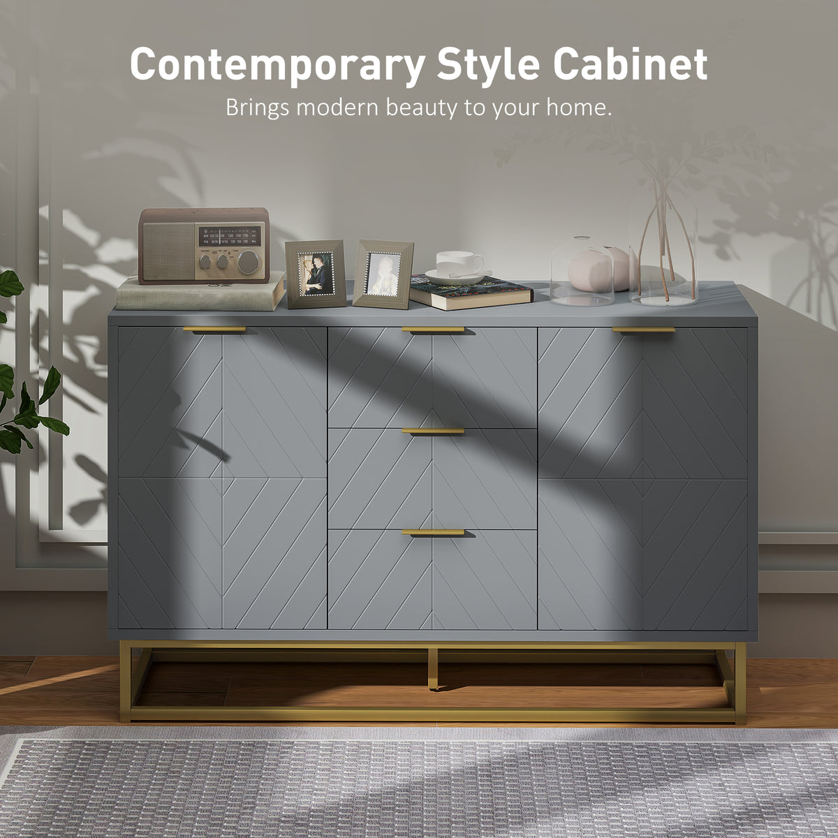Meuble de rangement 120 cm avec portes et tiroirs