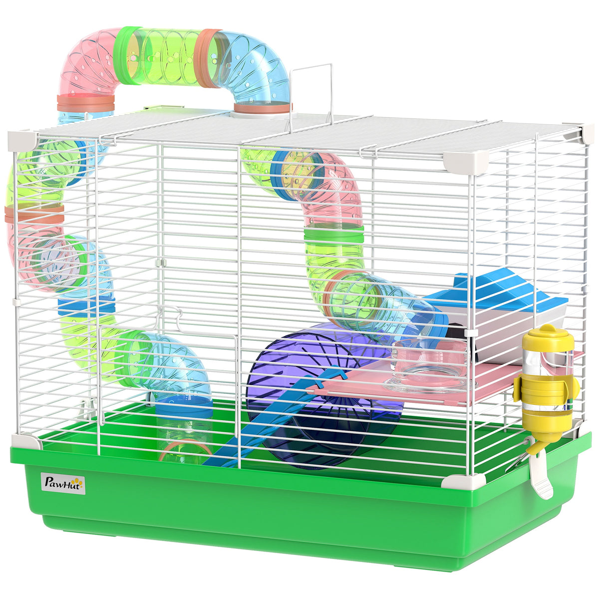 Cage pour hamster à 2 niveaux avec tubes
