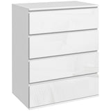 Commode 4 tiroirs fini haute brillance pour chambre