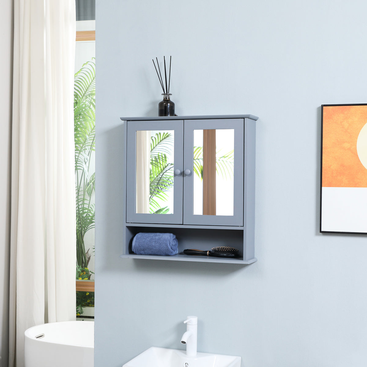 Armoire miroir murale salle bain portes doubles