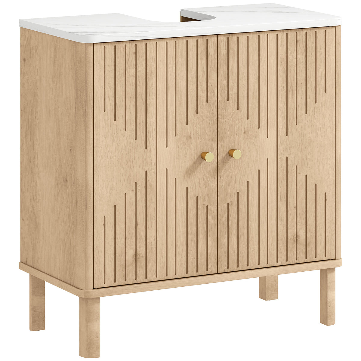 Meuble-lavabo sur pied avec portes rainurées