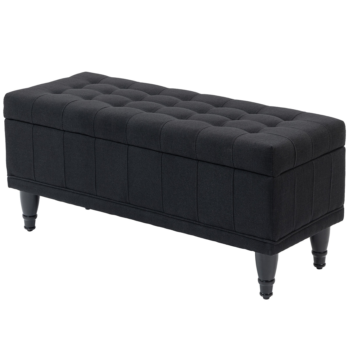 Banc de rangement capitonné en tissu