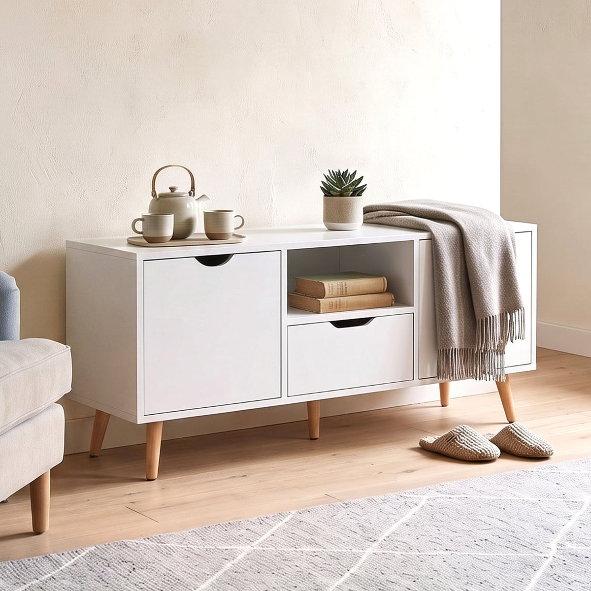 Meuble TV moderne avec rangement pour téléviseur de 127 cm