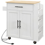 Îlot de cuisine mobile avec prises électriques et rangement